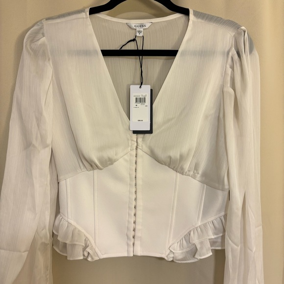 NWT GUESS Dove White Corset Top - Picture 7 of 9